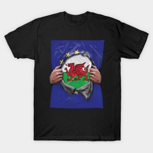 Wales Flag European Union Flag Ripped Open - Gift for Welsh From Wales T-Shirt